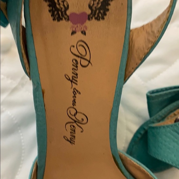 Teal wedges with bow ankles - Picture 4 of 4